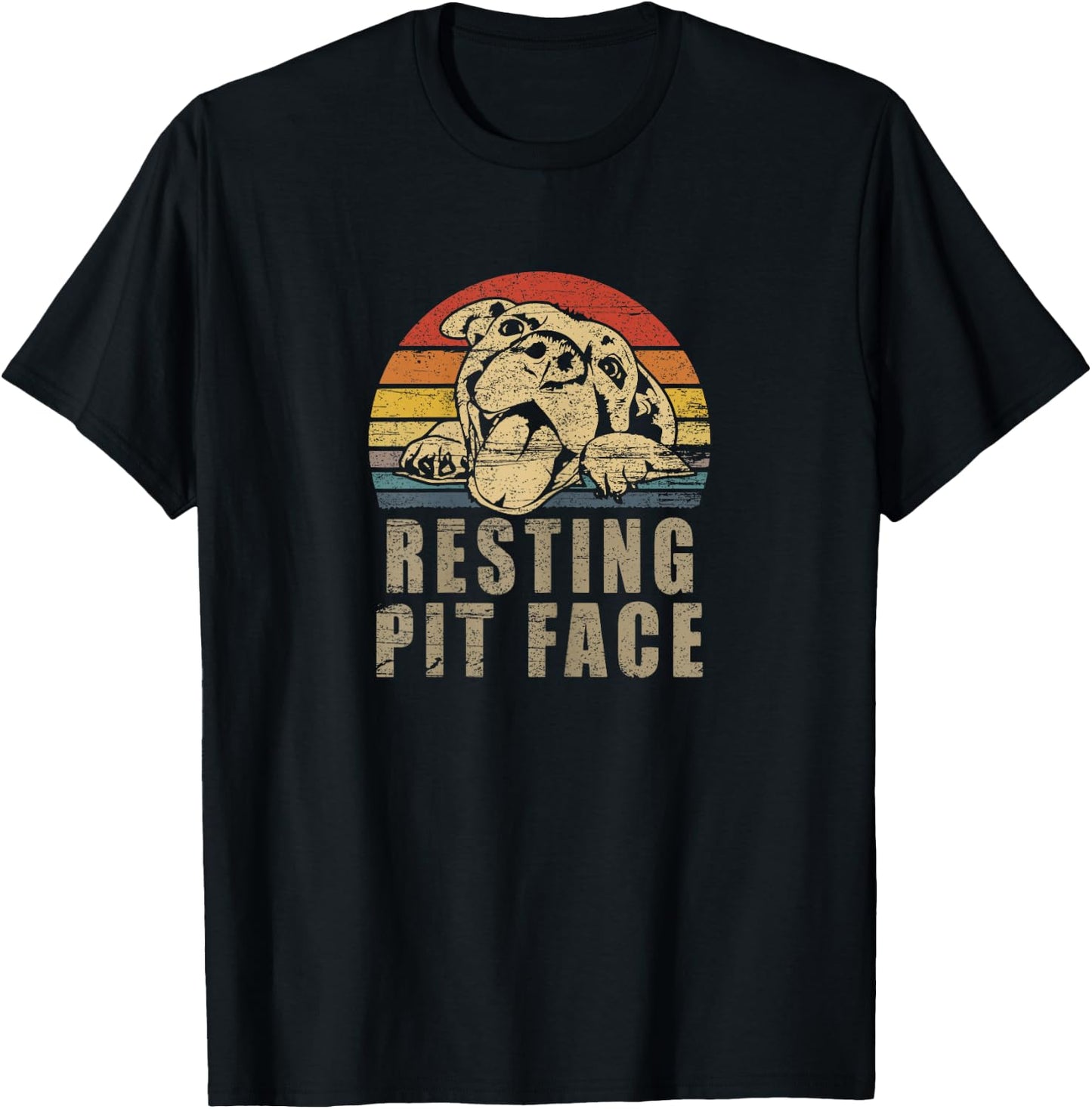 Pitbull Love - Retro Vintage Resting Pit Face Pitbull Mom T-Shirt - T-Shirt | Black