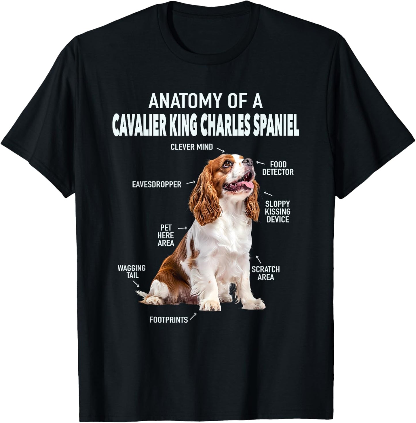 Anatomy Of A Cavalier King Charles Spaniel T-Shirt - T-Shirt | Black