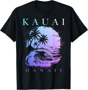 Kauai Hawaii Aloha Hawaiian Surf Surfer Vintage T-Shirt - T-Shirt | Black