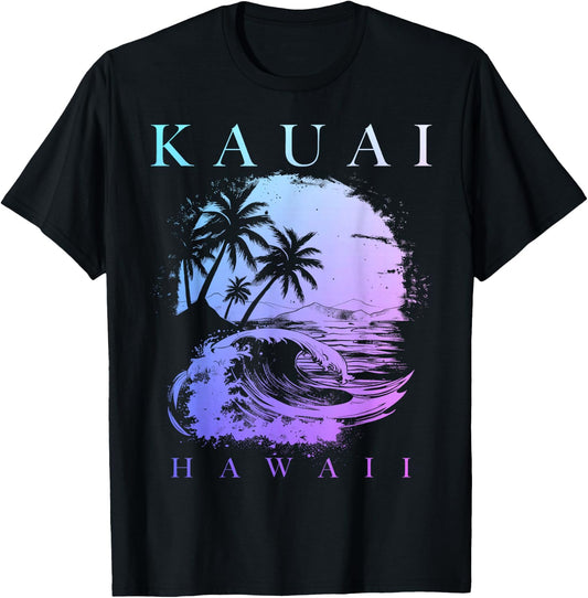 Kauai Hawaii Aloha Hawaiian Surf Surfer Vintage T-Shirt - T-Shirt | Black