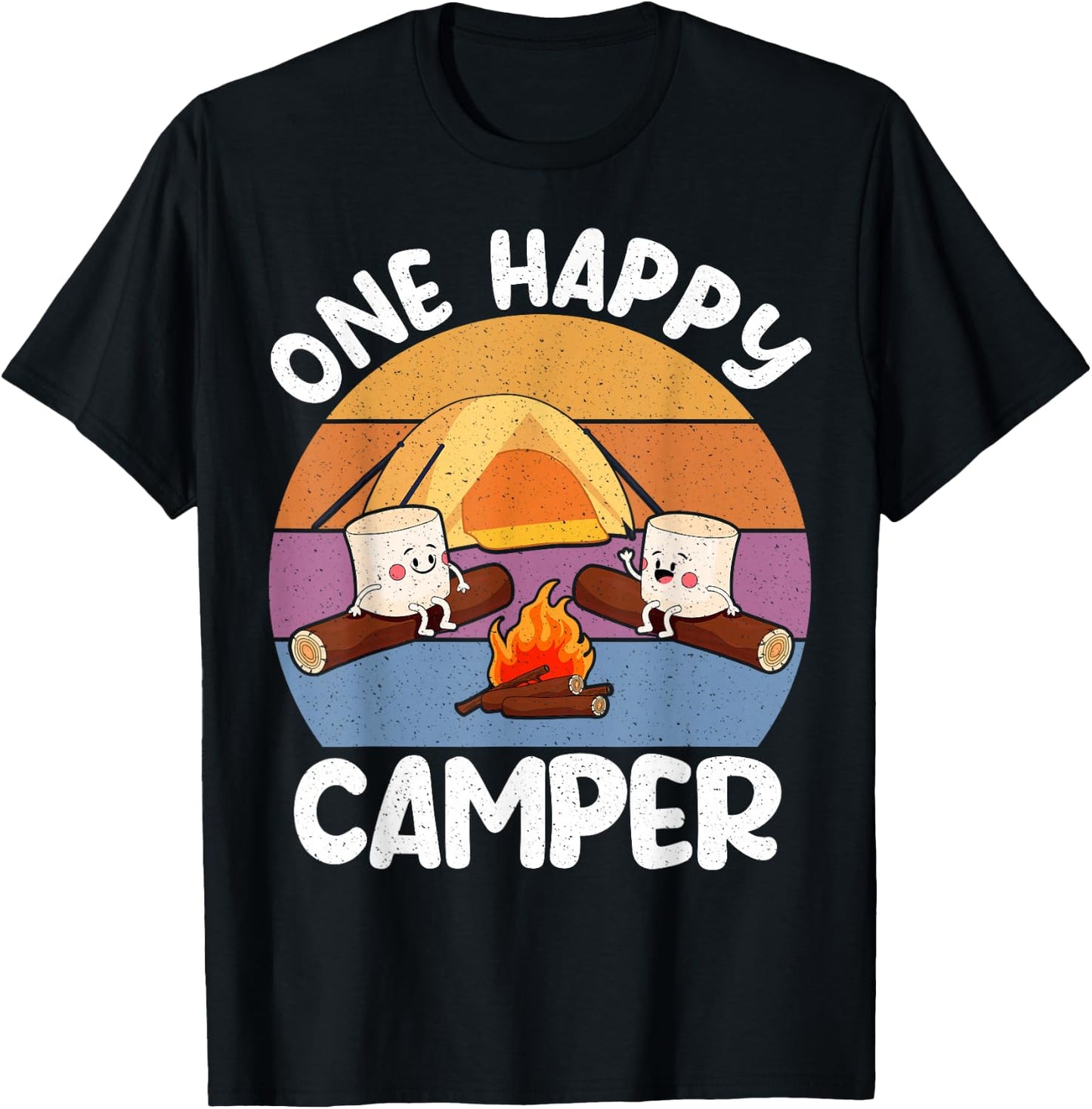 One Happy Camper Camping Family Matching T-Shirt - T-Shirt | Black