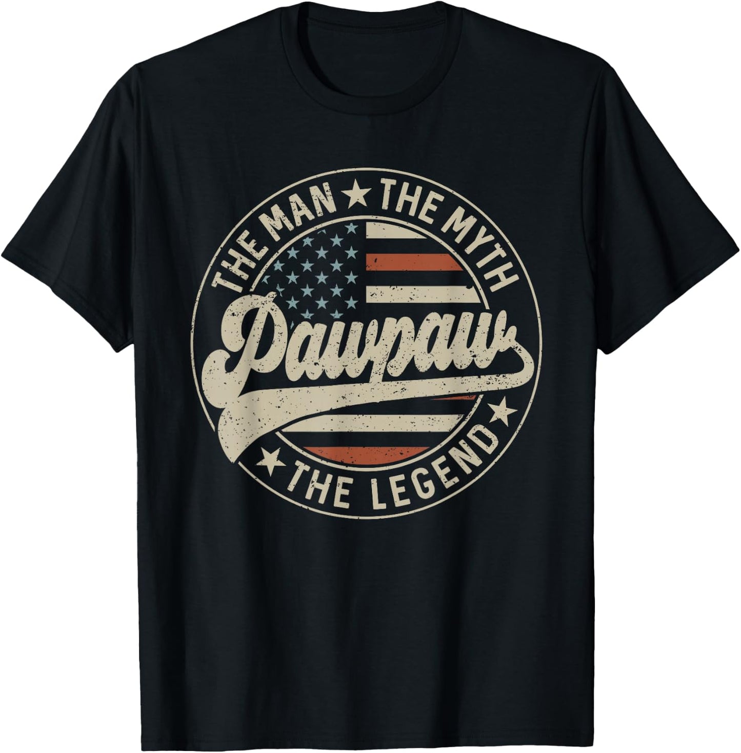 Pawpaw The Man The Myth The Legend Us Flag Father's Day T-Shirt - T-Shirt | Black