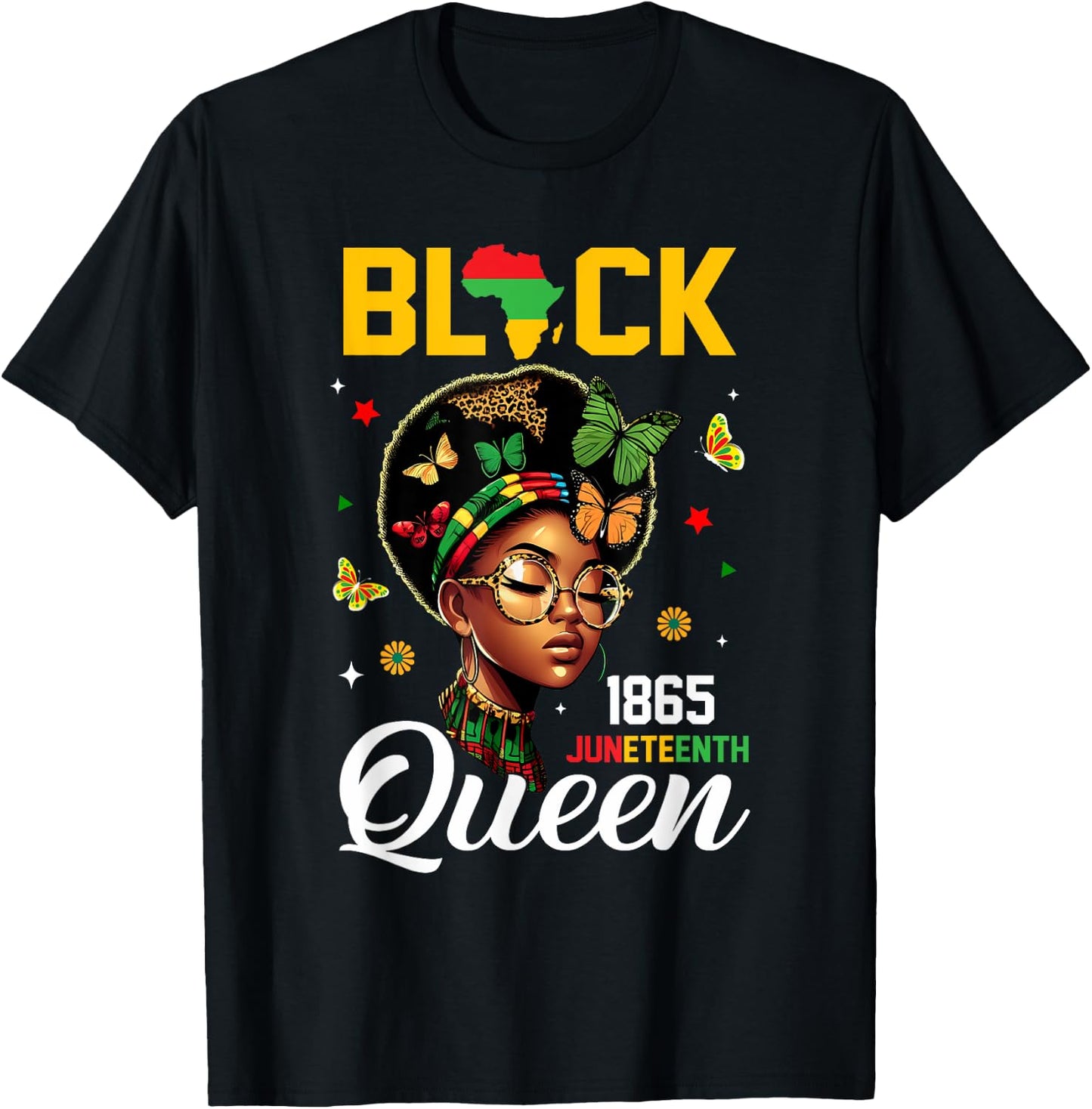 1865 Juneteenth Black Queen June 19th T-Shirt - T-Shirt | Black