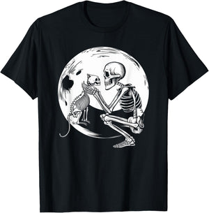 Skeleton Cute Cat Skull Kitty Halloween Men Women Kids T-Shirt - T-Shirt | Black