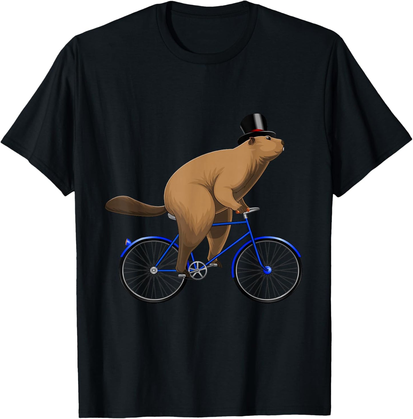 Happy Ground Hog Day Riding A Bike Bicycle Hat T-Shirt - T-Shirt | Black