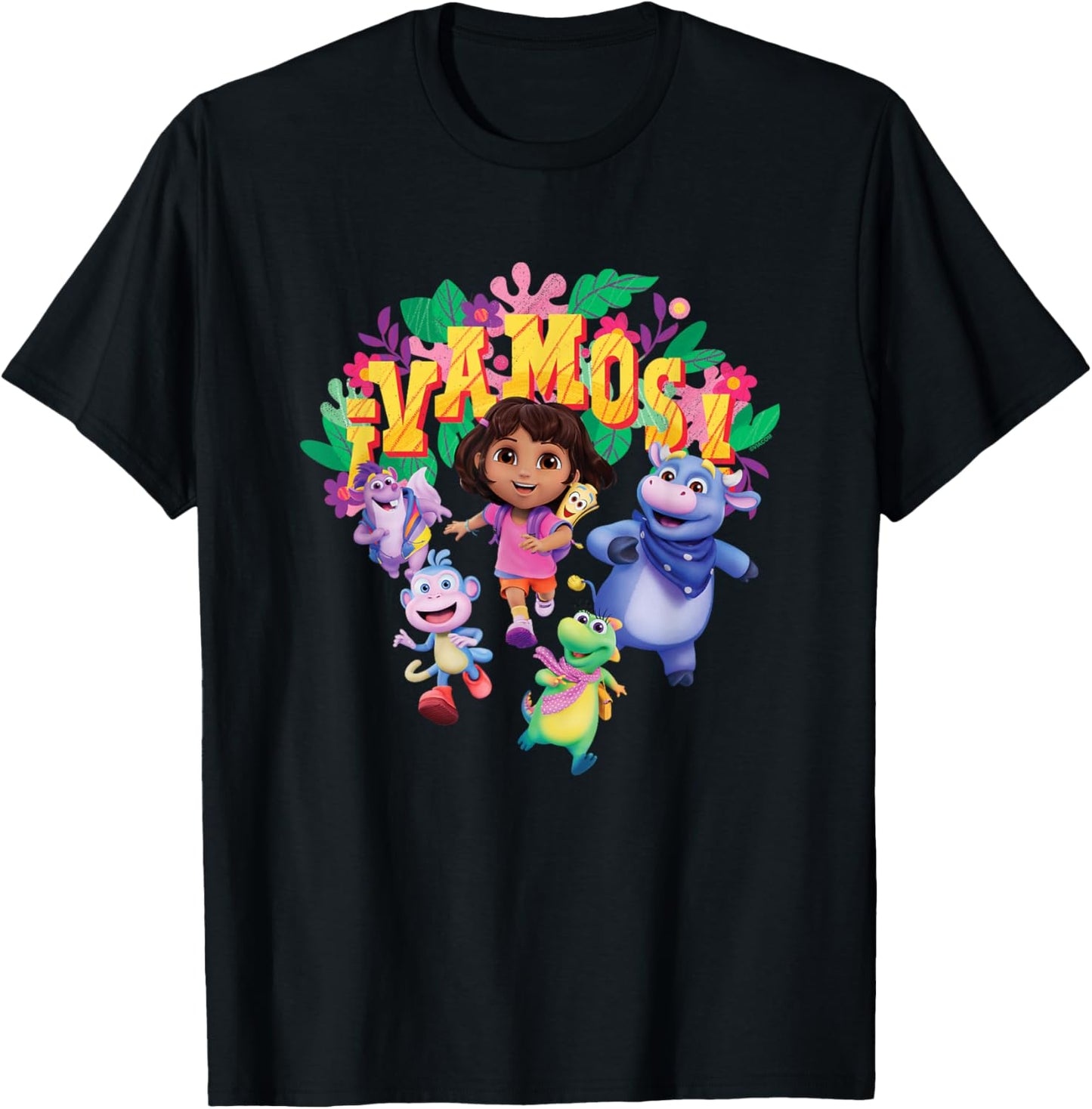 Dora the Explorer ¡Vamos! Group Shot Colourful Chest Logo T-Shirt - T-Shirt | Black