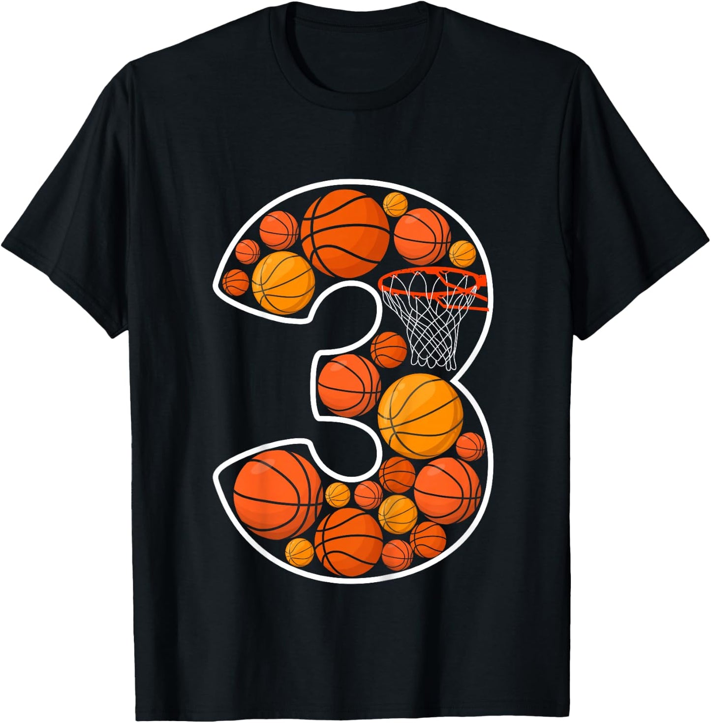 Kids 3rd Birthday Basketball Boy Third Birthday 3 Years Old T-Shirt - T-Shirt | Black