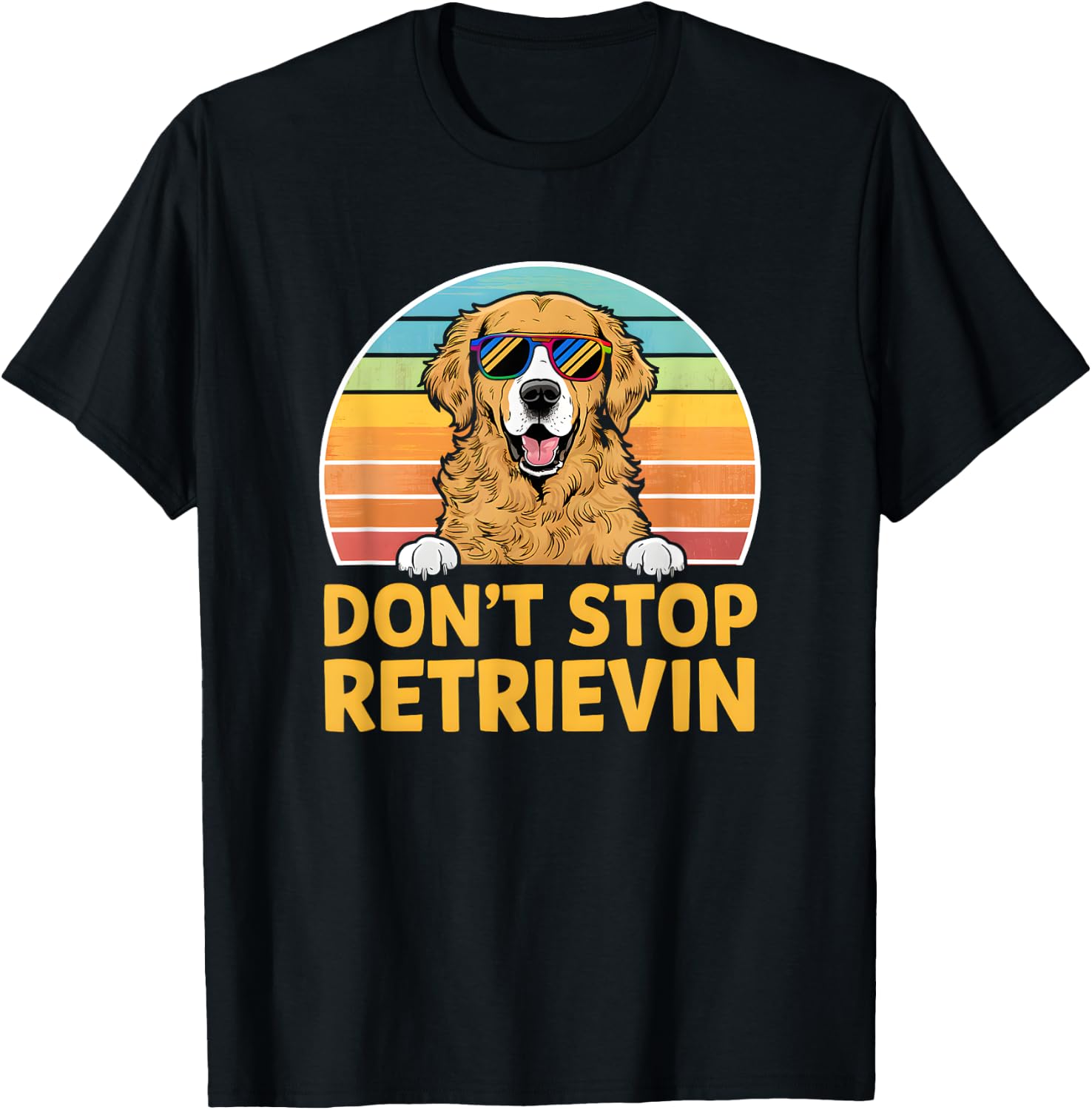 Don't Stop Retrieving Retro Golden Retriever T-Shirt - T-Shirt | Black