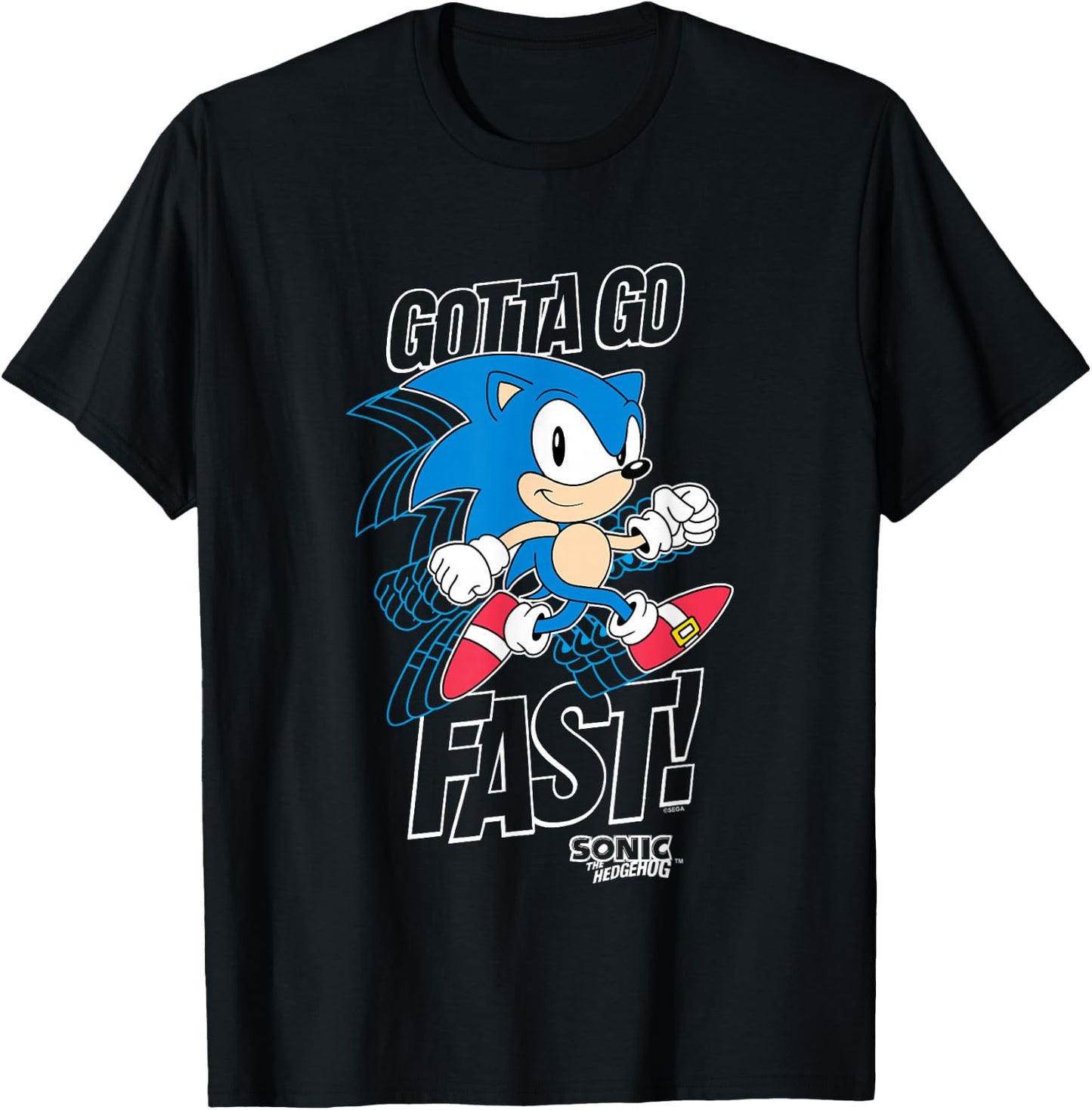 Sonic The Hedgehog Gotta Go Fast! Classic Sonic Retro Shot T-Shirt - T-Shirt | Black