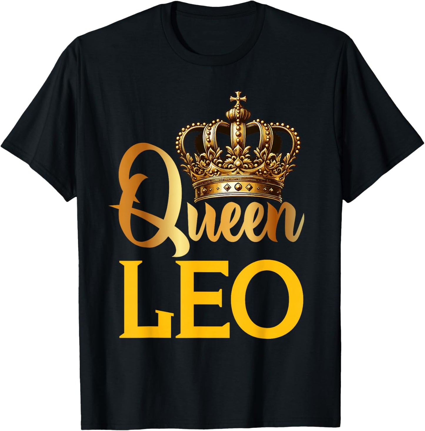 Queen Leo Lion Zodiac Sign Crown T-Shirt - T-Shirt | Black