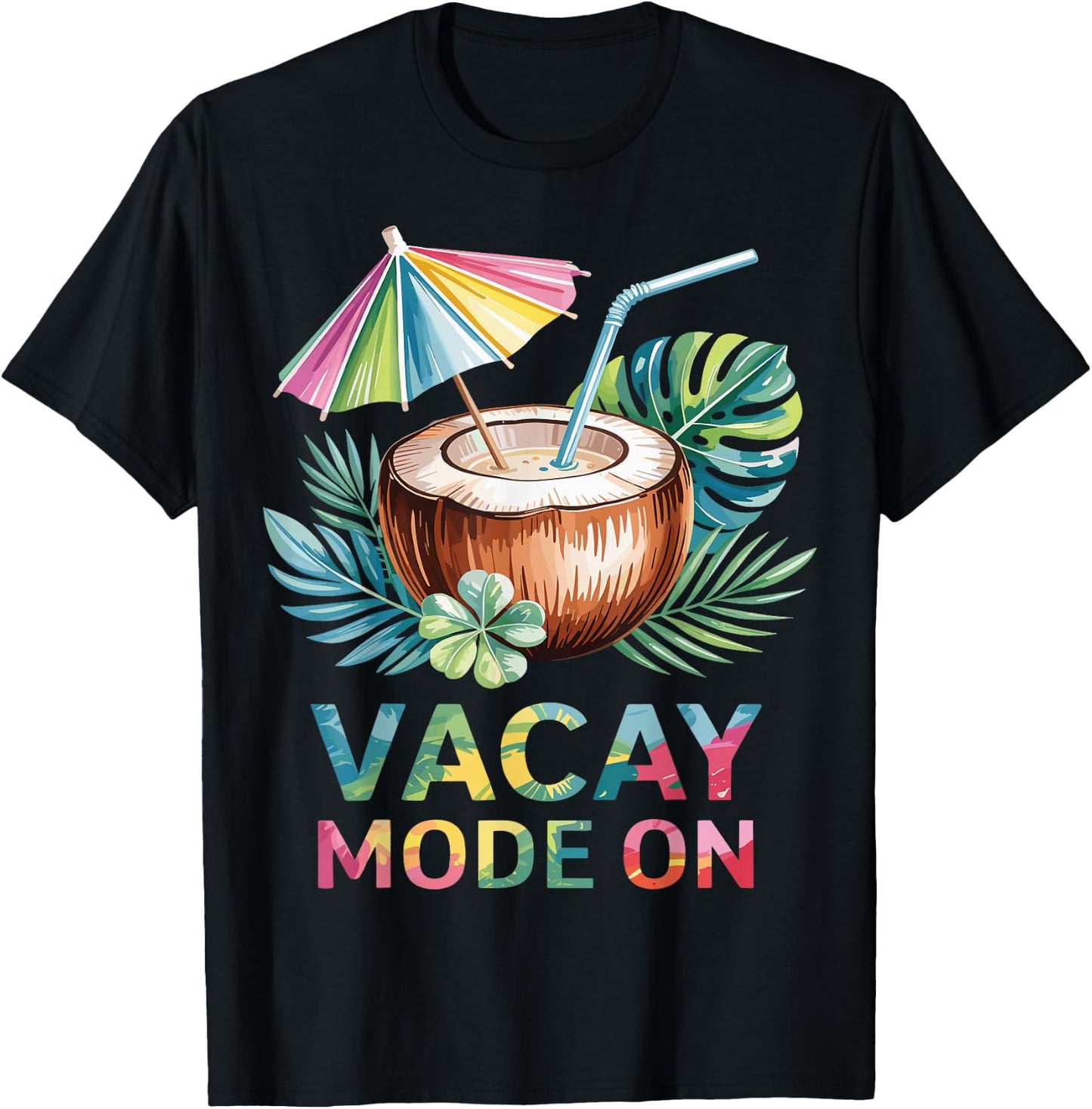 Vacay Mode On Cruise Life Tropical Coconut Travel Vacation T-Shirt - T-Shirt | Black