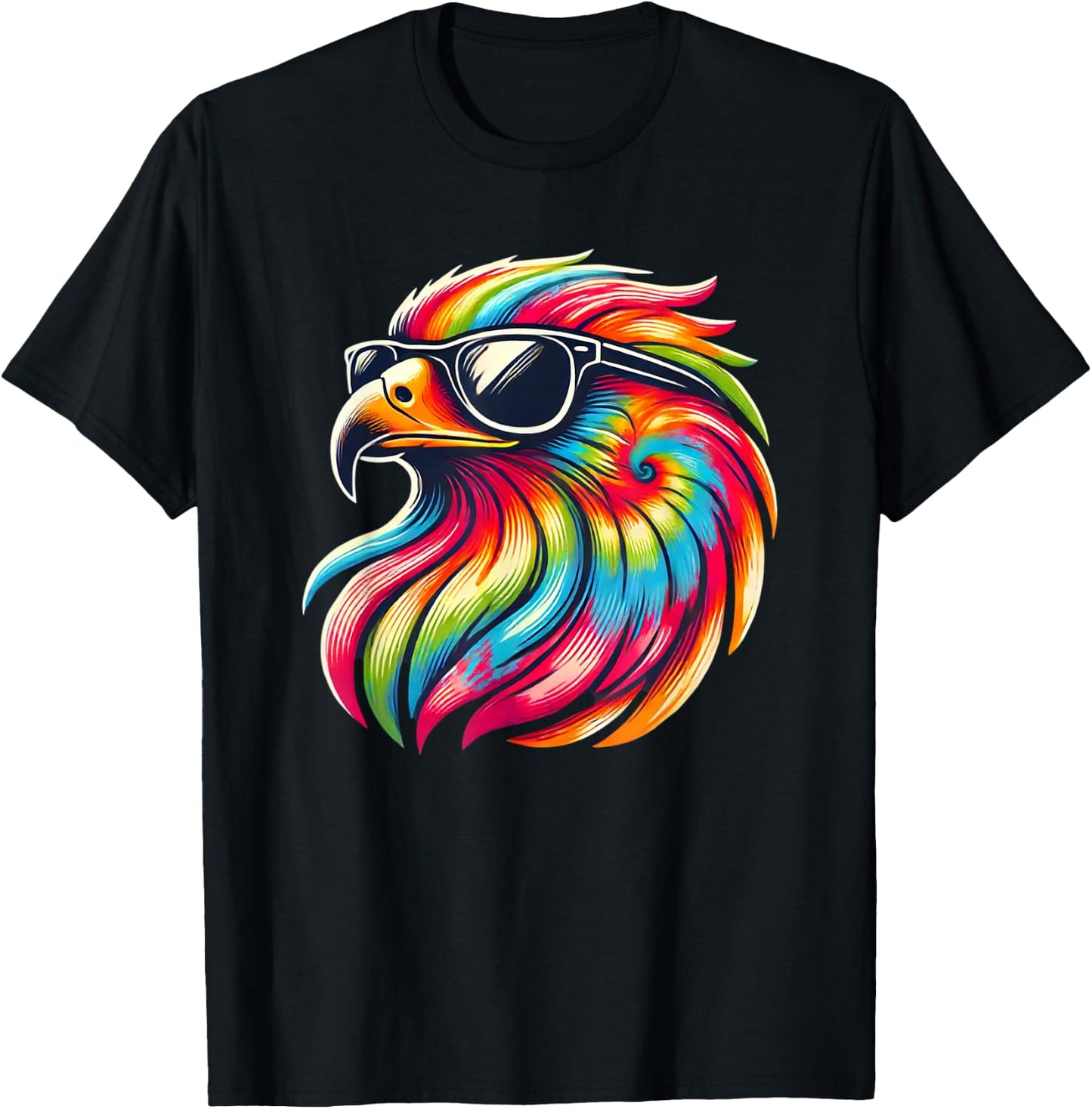 Tie Dye Art Sunglasses Hawk Hawks T-Shirt - T-Shirt | Black