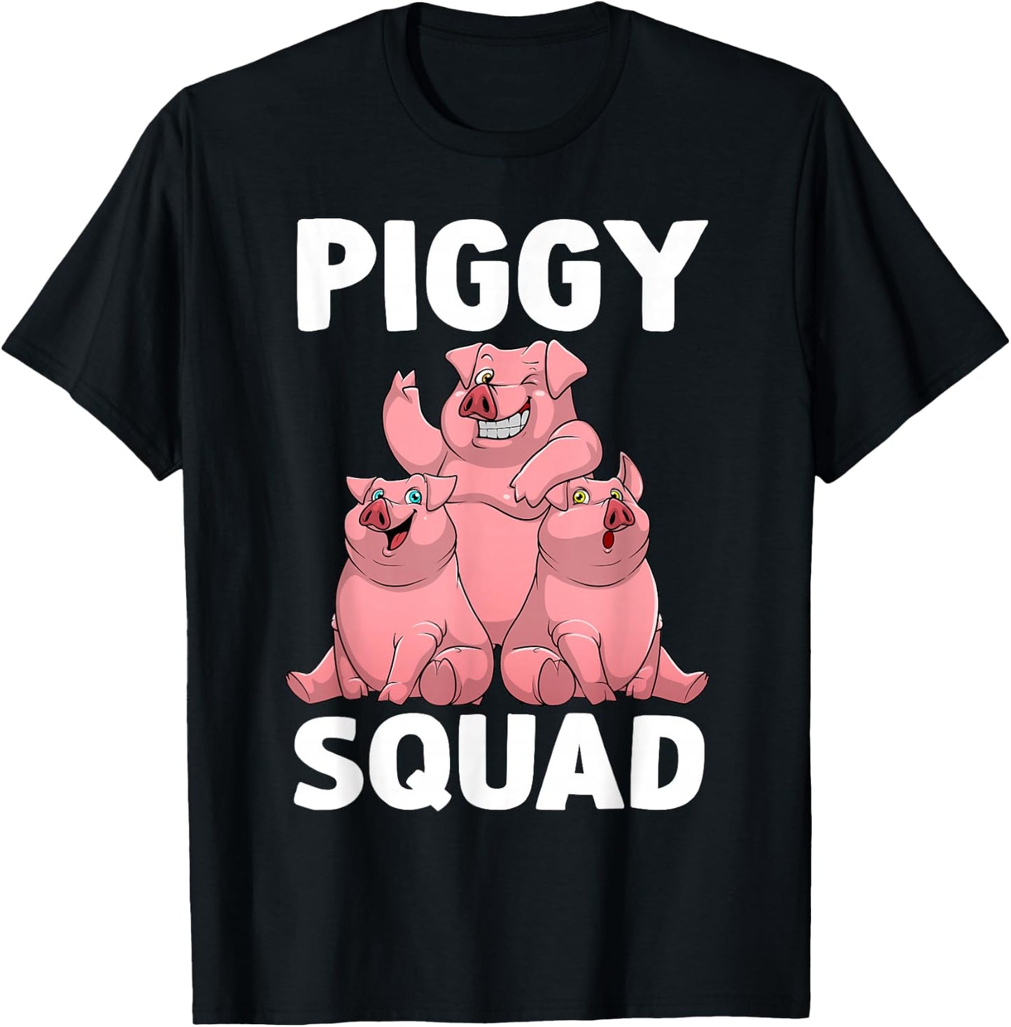 Funny Pig Lover Art Women Kids Piggy Squad Swine Pig T-Shirt - T-Shirt | Black