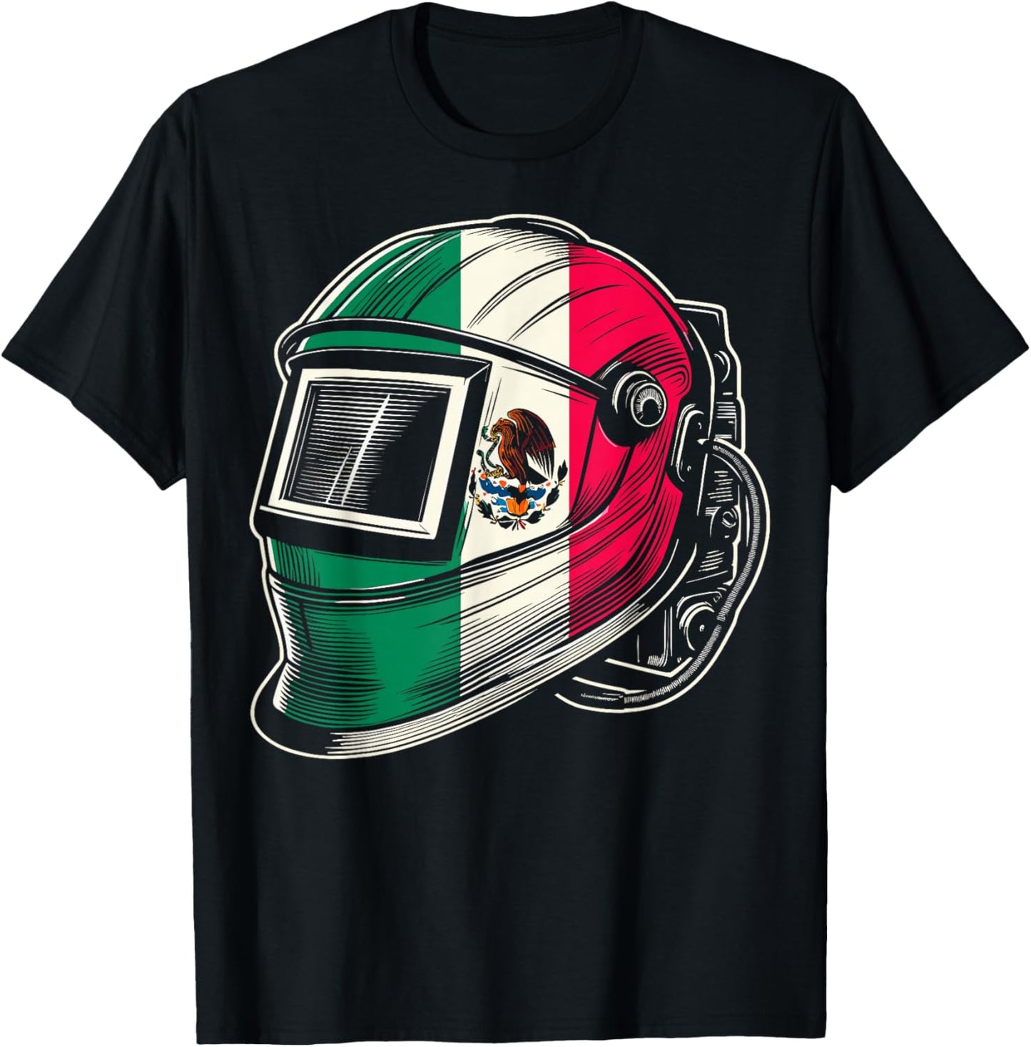 Mexico Flag Pipeliner Welding Hood Distressed Welder T-Shirt - T-Shirt | Black