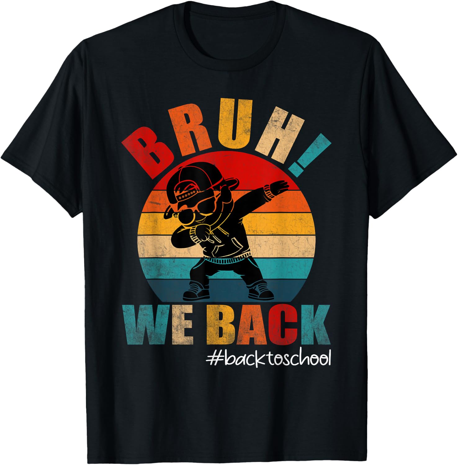 Funny Back To School Bruh We Back Kids Boys Teachers T-Shirt - T-Shirt | Black