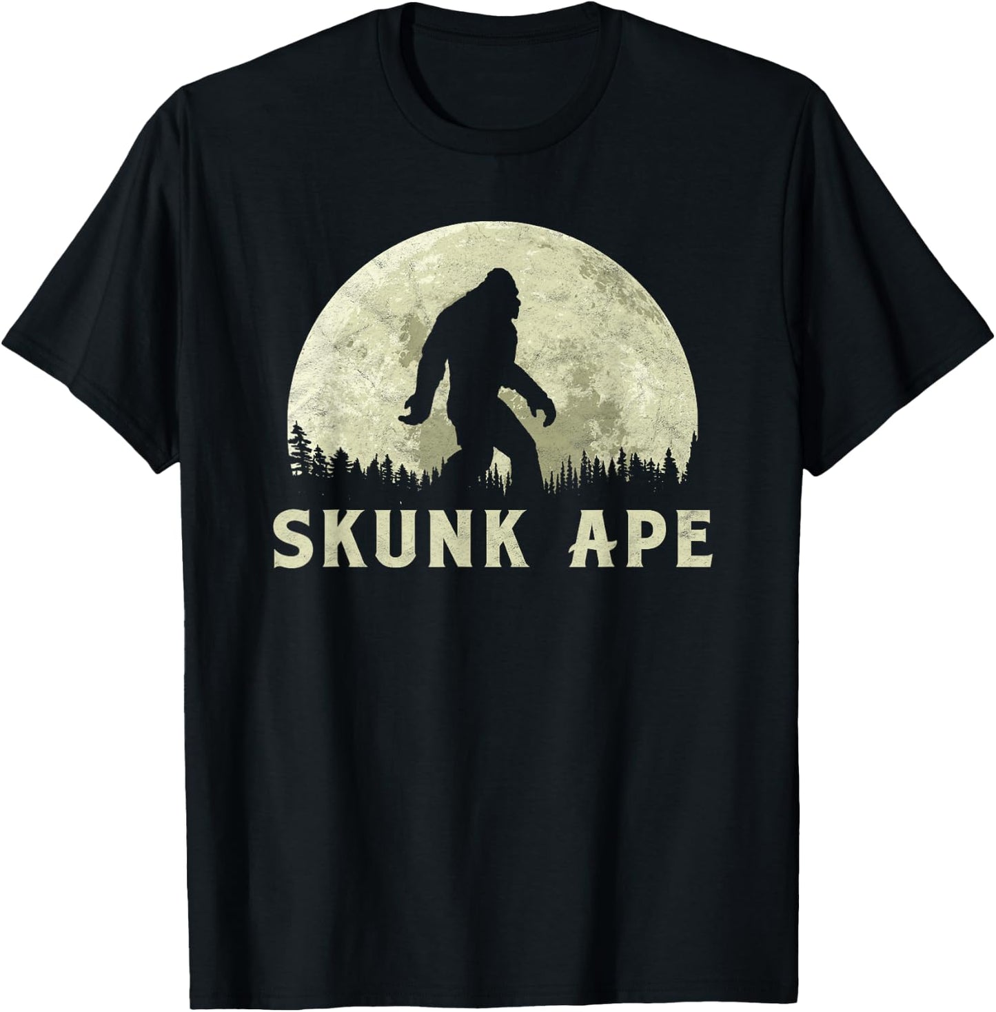 Skunk Ape! Bigfoot Moon Silhouette Retro - Believe! T-Shirt - T-Shirt | Black