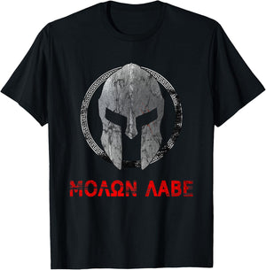 Spartan Warrior Helmet Molon Labe Vintage T-Shirt - T-Shirt | Black