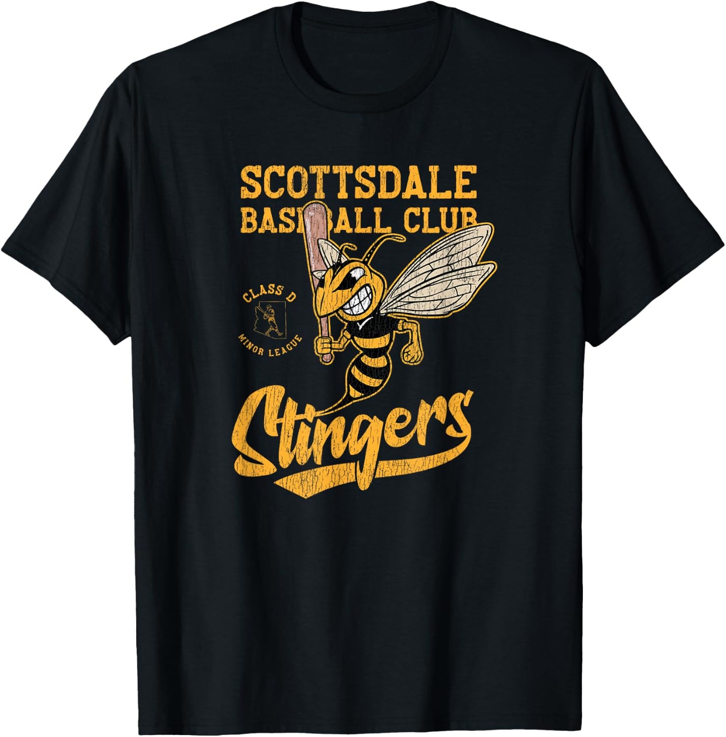 Scottsdale Stingers Retro Minor League Baseball Team T-Shirt - T-Shirt | Black