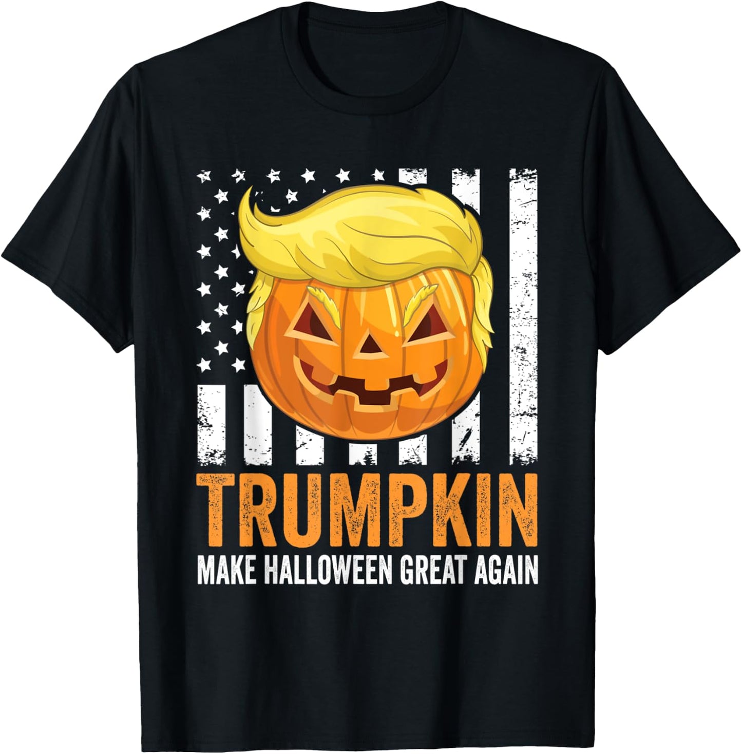 Make Halloween Great Again Trumpkin Funny Trump Hair Pumpkin T-Shirt - T-Shirt | Black
