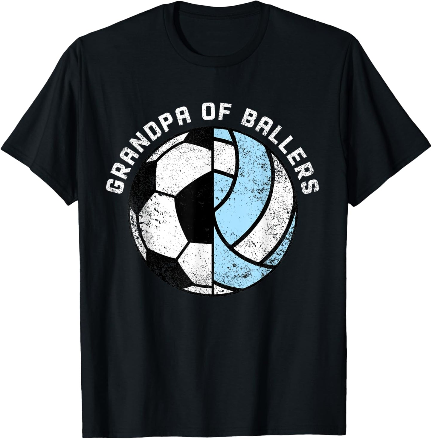 Grandpa Of Ballers Funny Soccer Volleyball Grandpa T-Shirt - T-Shirt | Black