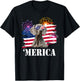 USA Flag 4th of July Fourth Merica Weimaraner Lover T-Shirt - T-Shirt | Black