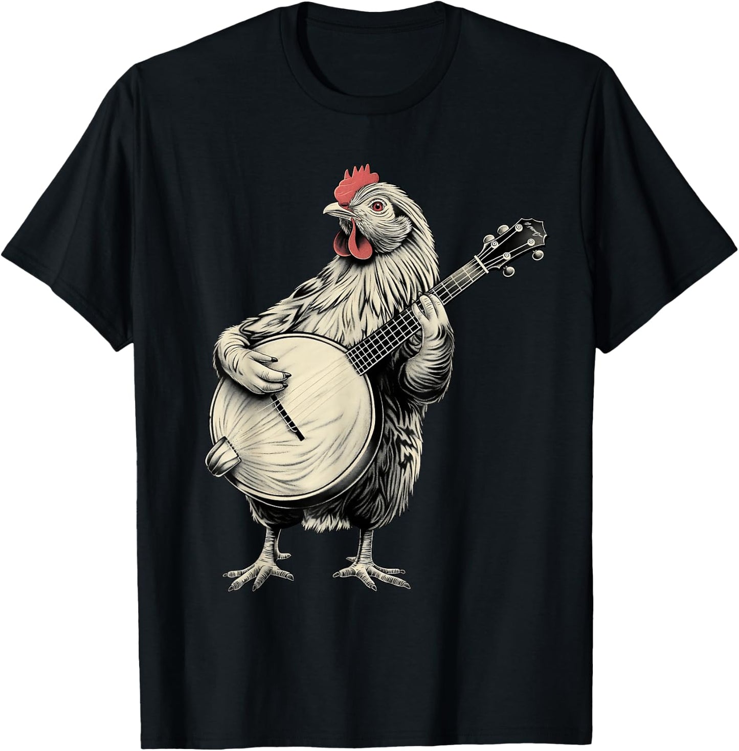 Chicken Farming Farmer Bluegrass Banjo Player T-Shirt - T-Shirt | Black
