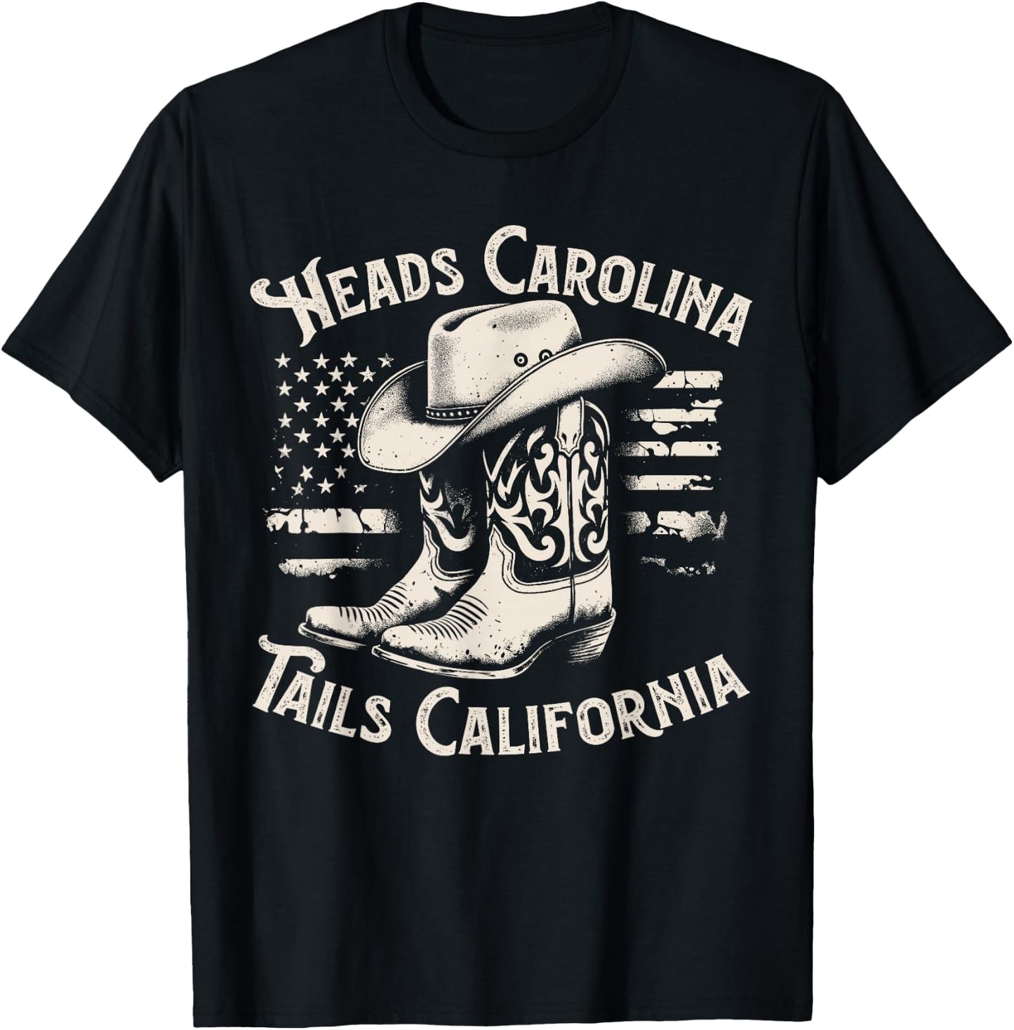 Heads Carolina Tail California Retro Vintage Country T-Shirt - T-Shirt | Black