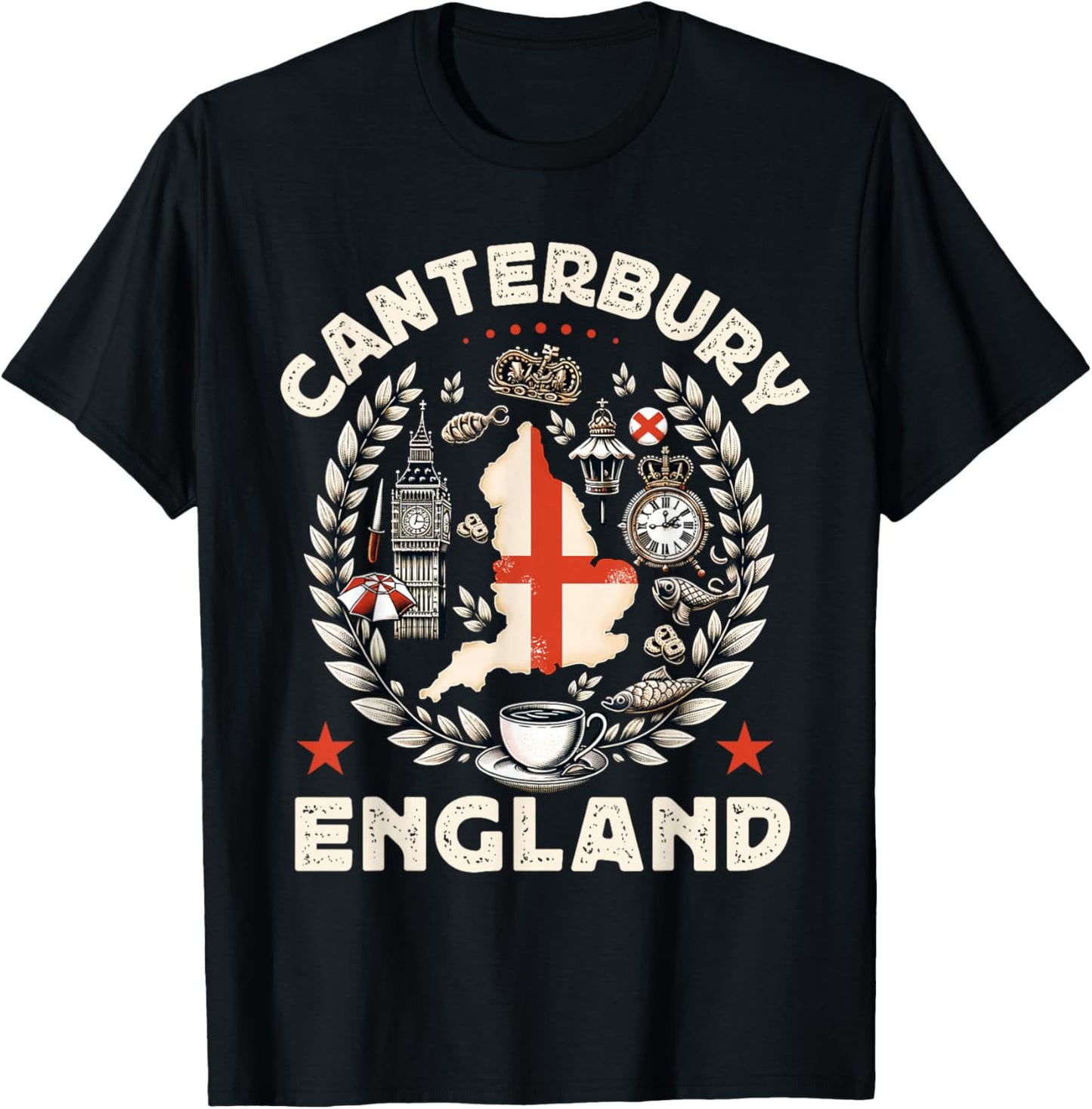 Canterbury Souvenir England United Kingdom Travel T-Shirt - T-Shirt | Black