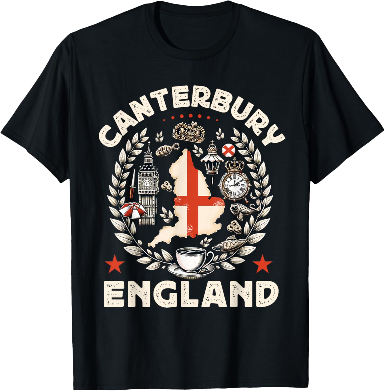 Canterbury Souvenir England United Kingdom Travel T-Shirt - T-Shirt | Black