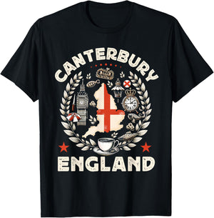 Canterbury Souvenir England United Kingdom Travel T-Shirt - T-Shirt | Black