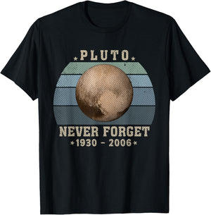 Vintage Never Forget Pluto, Retro Style Funny Space, Science T-Shirt - T-Shirt | Black