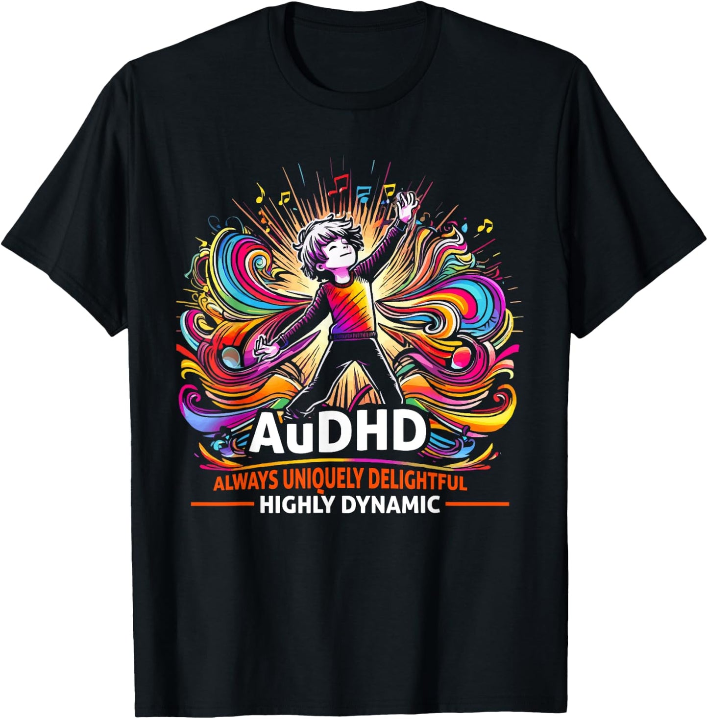 AuDHD Autism ADHD Autistic Spectrum Neurodiversity T-Shirt - T-Shirt | Black