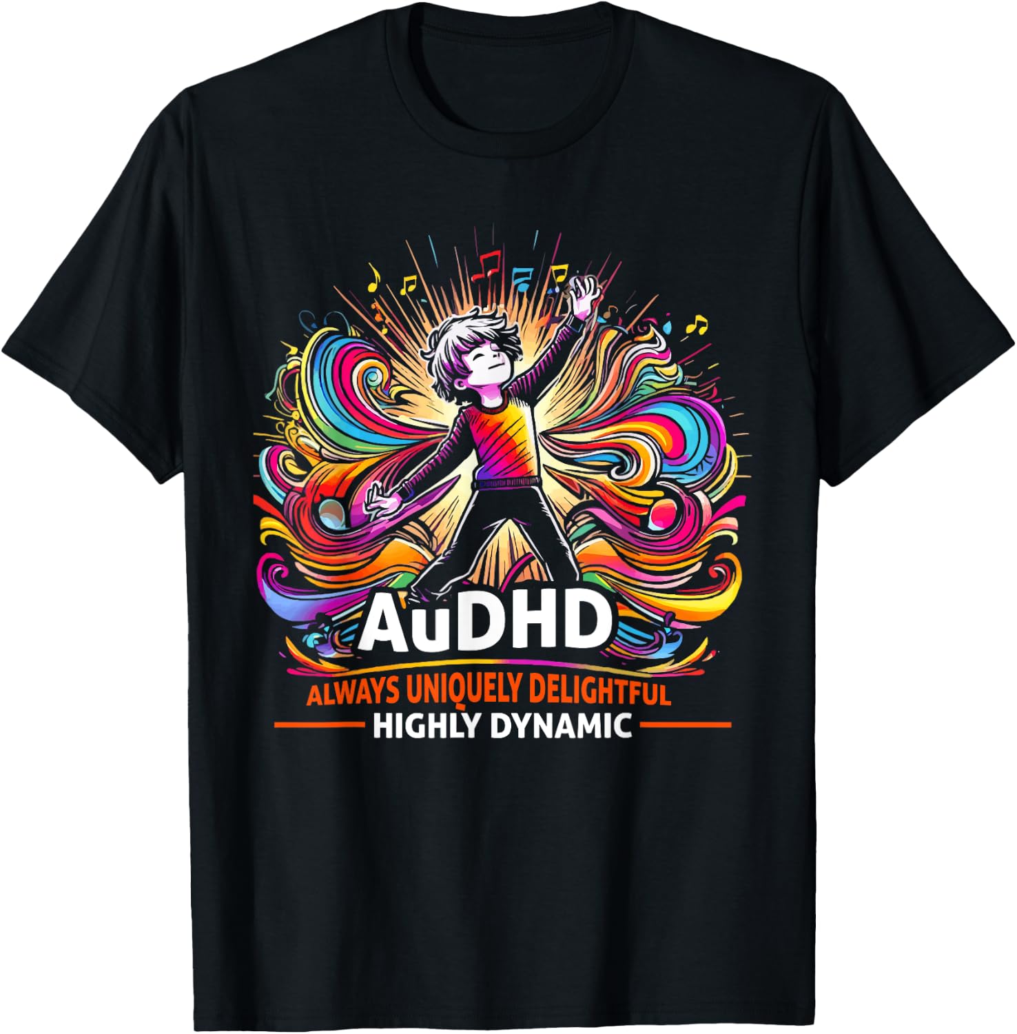 AuDHD Autism ADHD Autistic Spectrum Neurodiversity T-Shirt - T-Shirt | Black