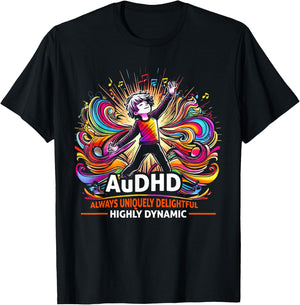 AuDHD Autism ADHD Autistic Spectrum Neurodiversity T-Shirt - T-Shirt | Black