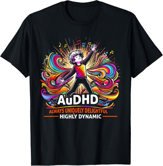 AuDHD Autism ADHD Autistic Spectrum Neurodiversity T-Shirt - T-Shirt | Black