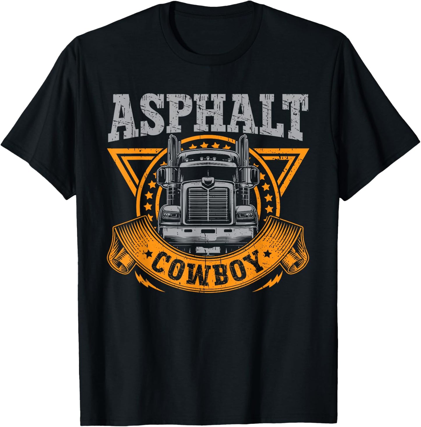 Asphalt Cowboy Cool Truck Driver Design Trucker T-Shirt - T-Shirt | Black