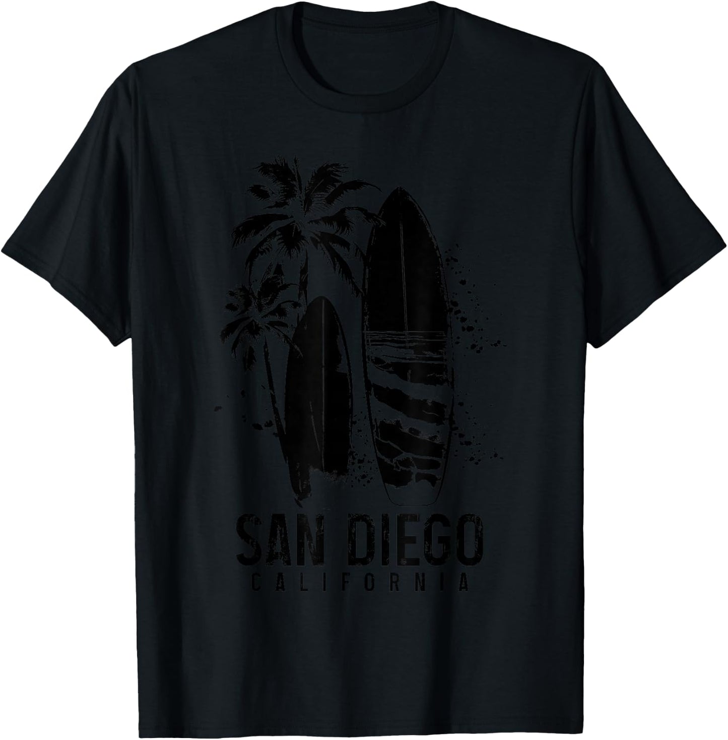 San Diego California Surf Vintage Surfing Surfer T-Shirt - T-Shirt | Black