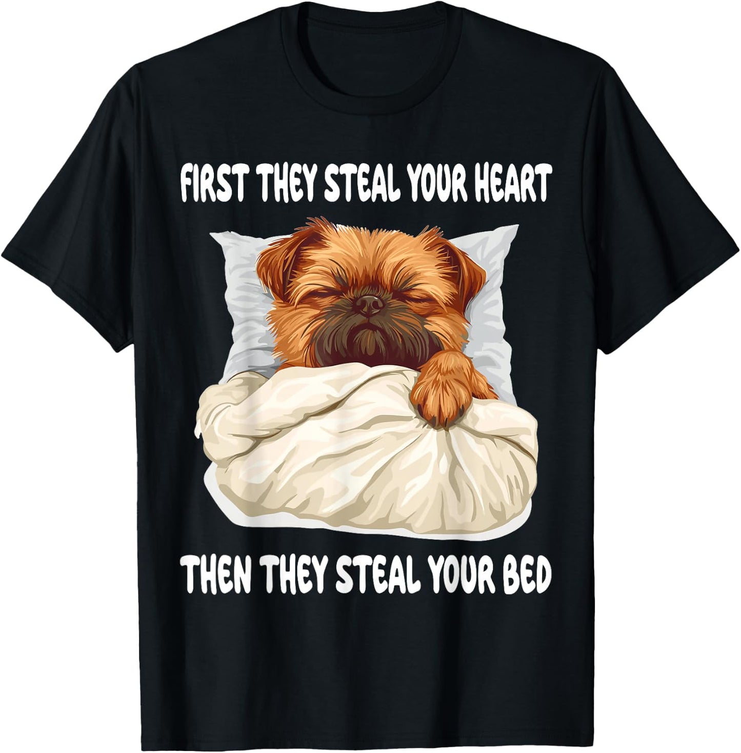 Brussels Griffon Sleeping Pajamas Nightgown T-Shirt - T-Shirt | Black