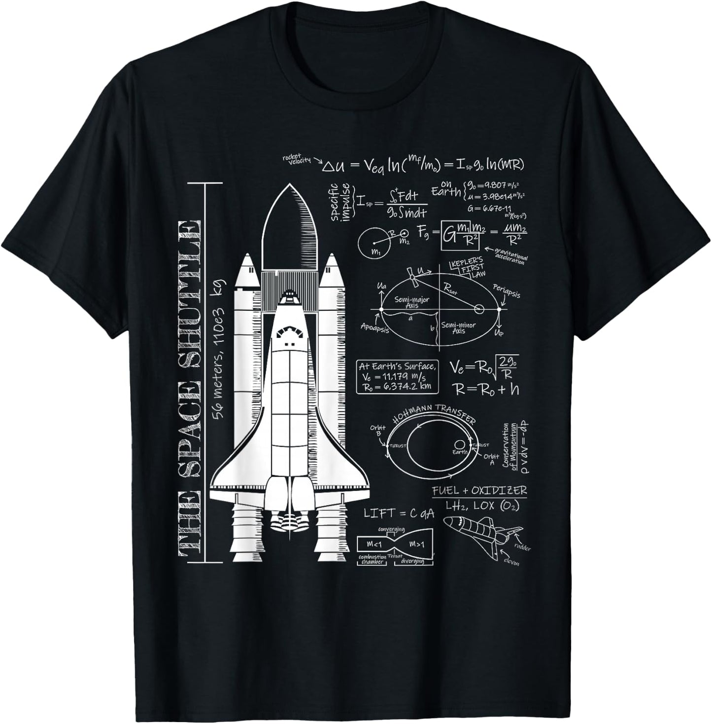 Space Shuttle STS Rocket Science Equations T-Shirt - T-Shirt | Black