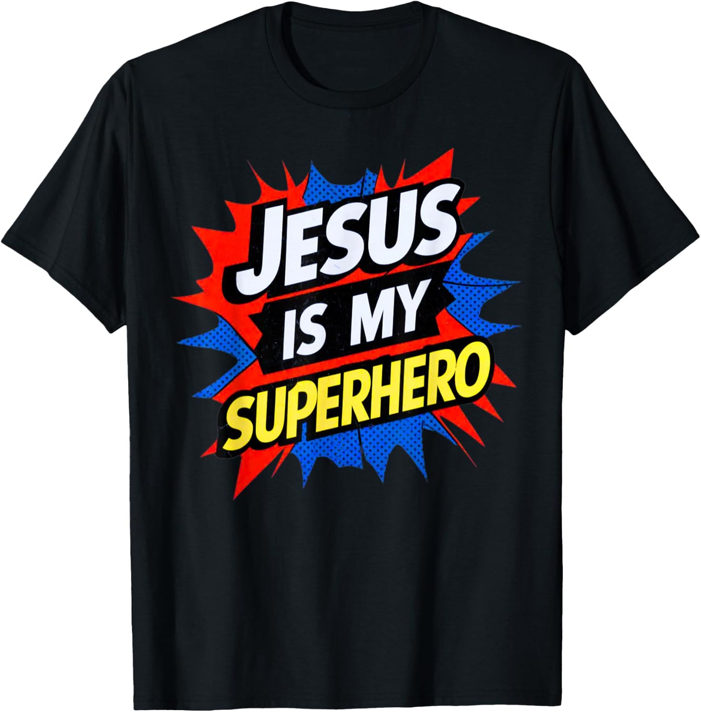 Jesus Is My Superhero Christian God Religious Comic Kids Boy T-Shirt - T-Shirt | Black