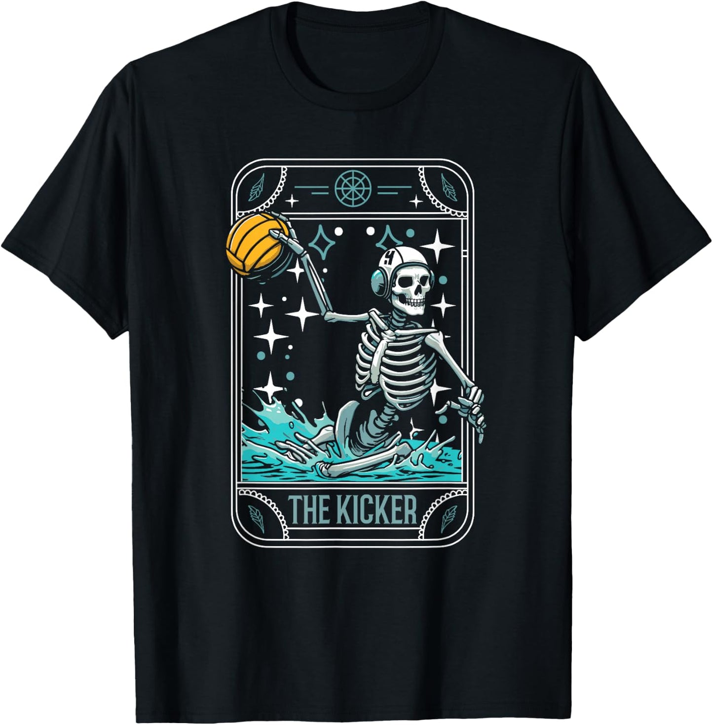 Water Polo - Player Waterpolo Sport Skeleton Tarot Card T-Shirt - T-Shirt | Black