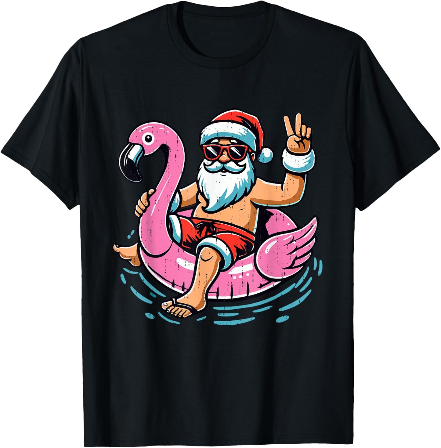 Christmas in July Shirt Boys Kids Santa Flamingo Summer Xmas T-Shirt - T-Shirt | Black