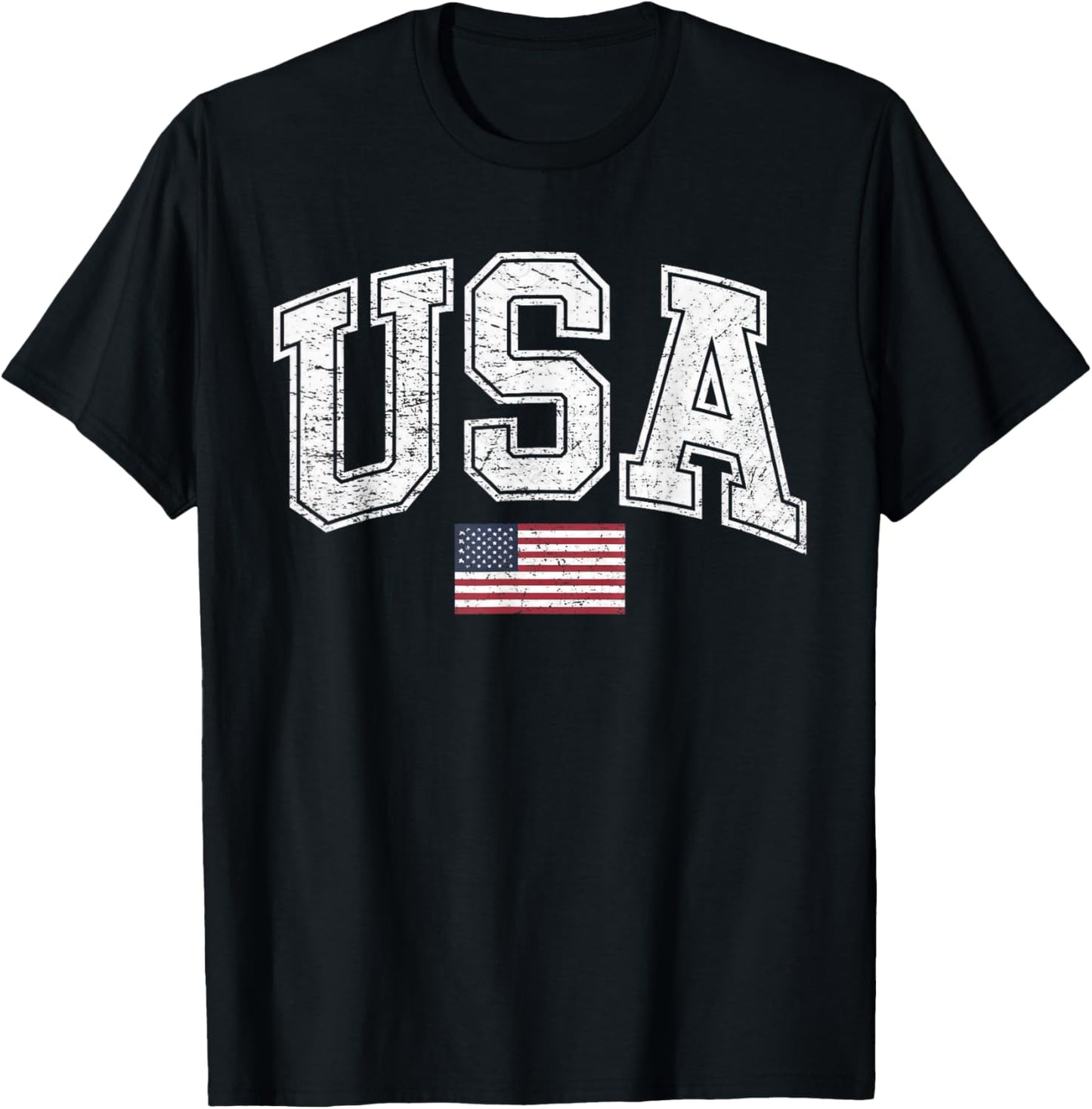 Vintage USA American Flag Women Men Kids Patriotic US Flag T-Shirt - T-Shirt | Black