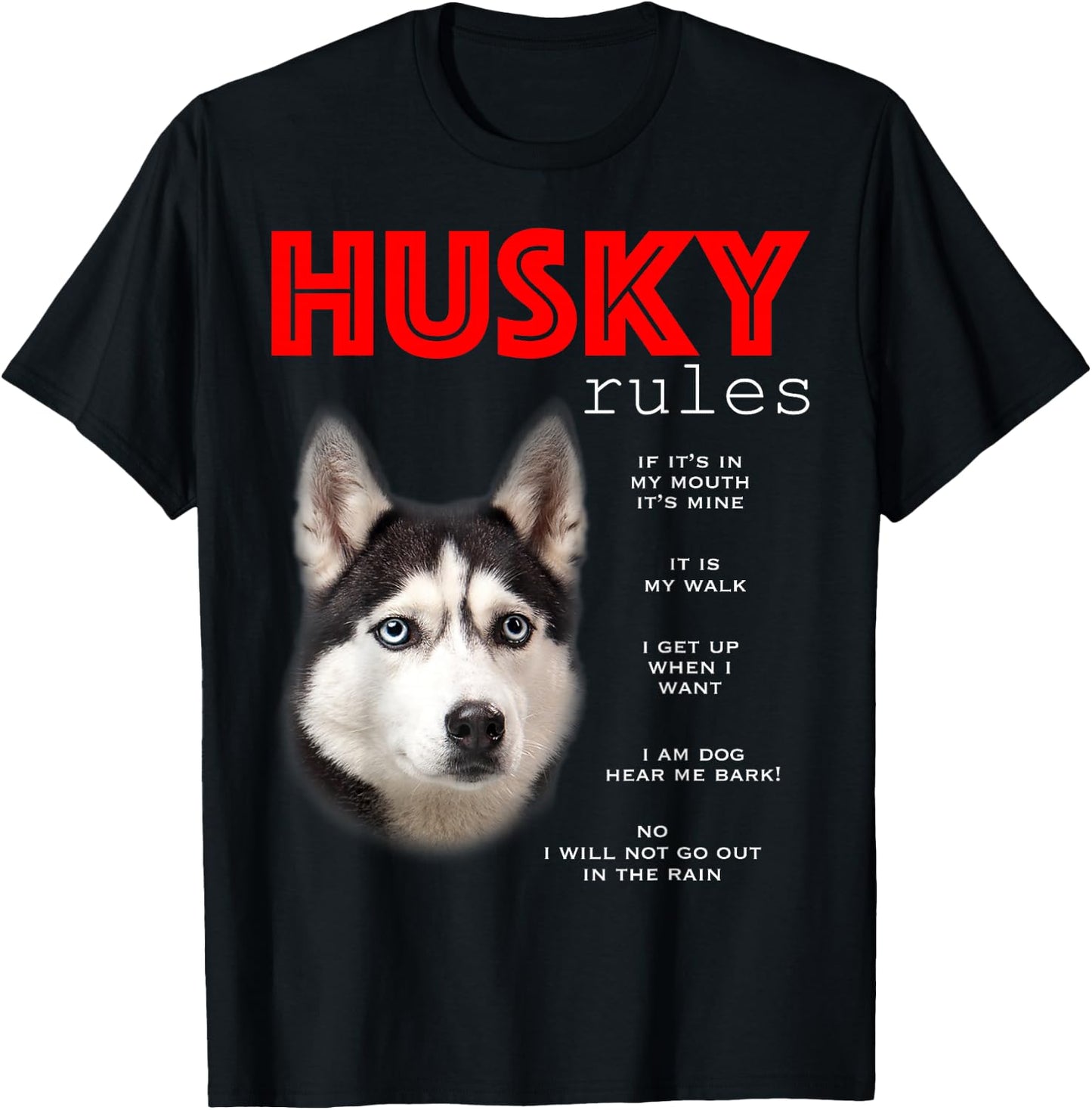 Funny Rules for the Owner of a Siberian Husky T-Shirt - T-Shirt | Black