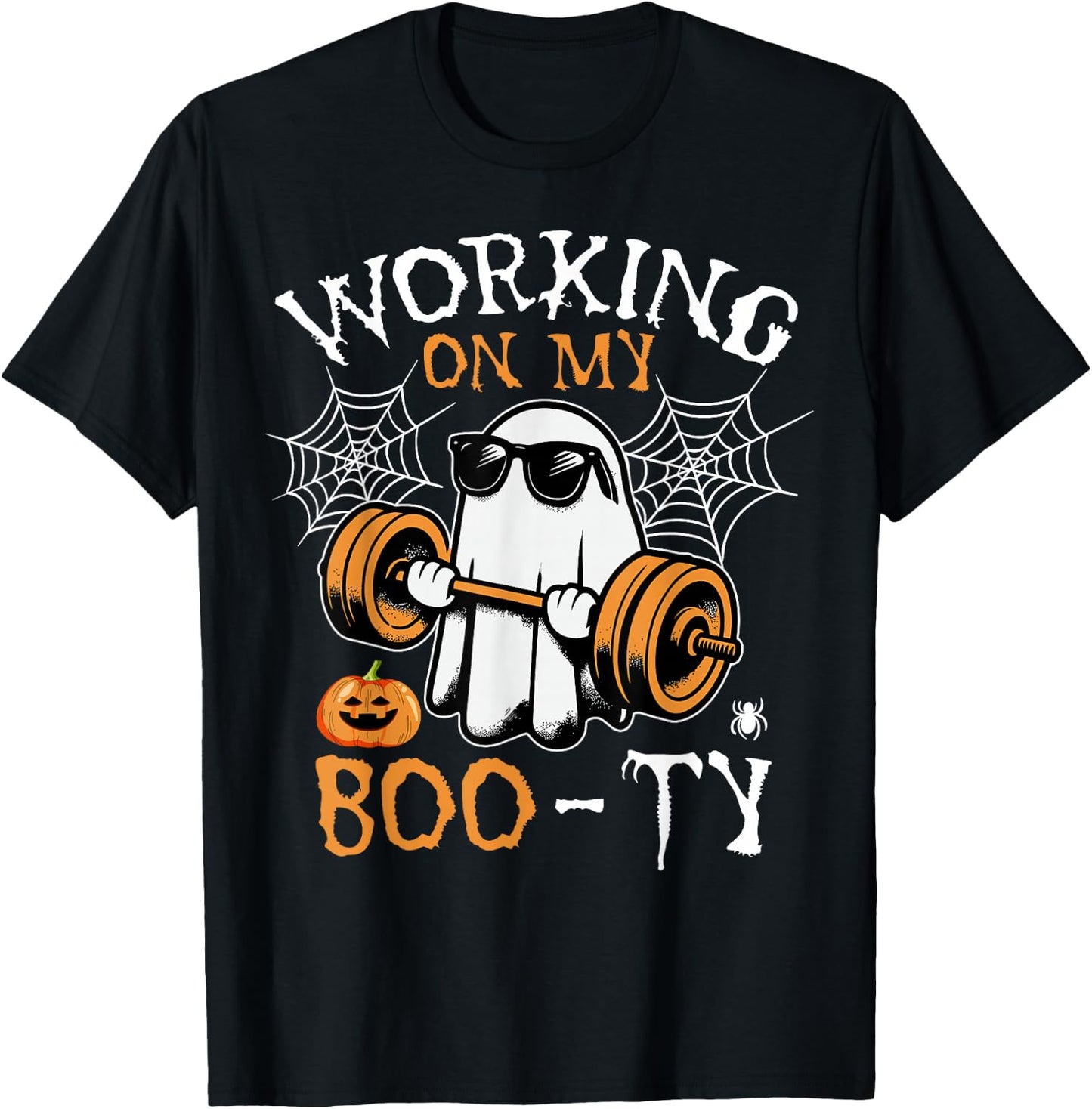 Funny Halloween Workout Gym Working On My Boo-Ty Men Women T-Shirt - T-Shirt | Black