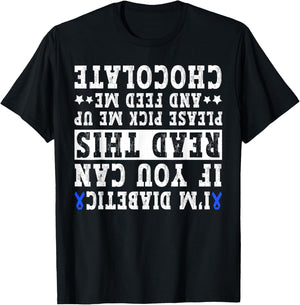 Diabetes Awareness T1D Funny Upside Down Diabetic Quote T-Shirt - T-Shirt | Black