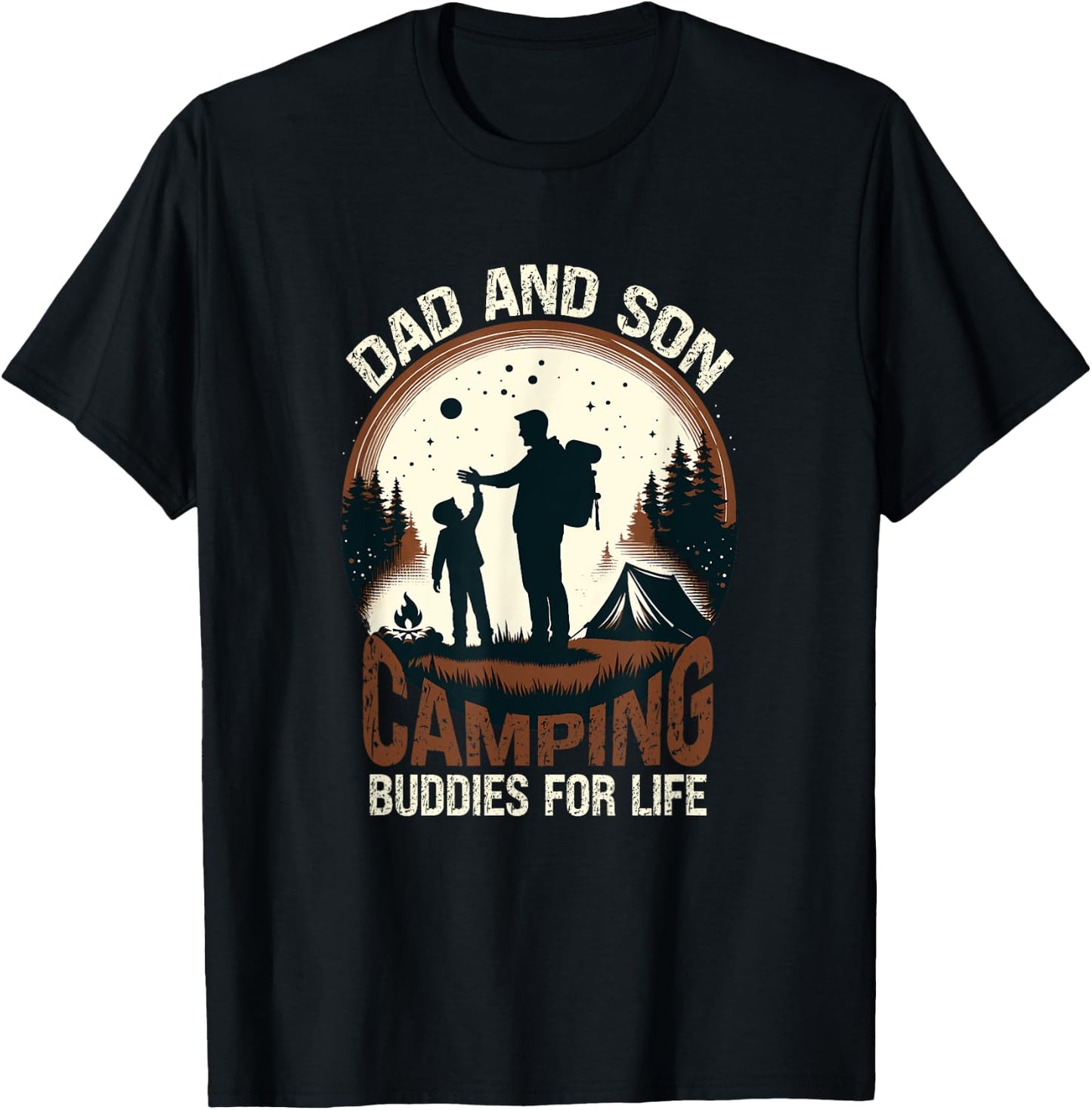 Dad And Son Camping Buddies For Life - camp camping matching T-Shirt - T-Shirt | Black