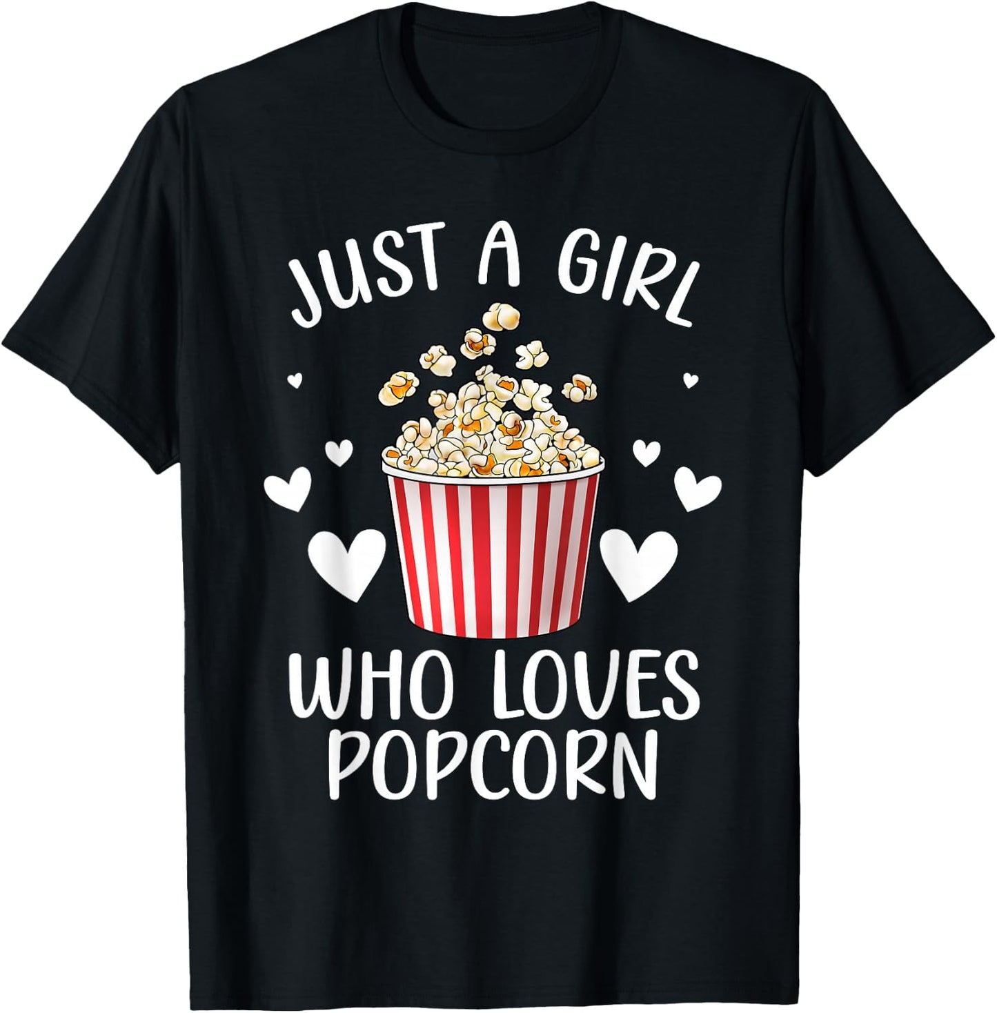 Funny Popcorn Art Girls Women Kids Popcorn Corn Kernel Lover T-Shirt - T-Shirt | Black