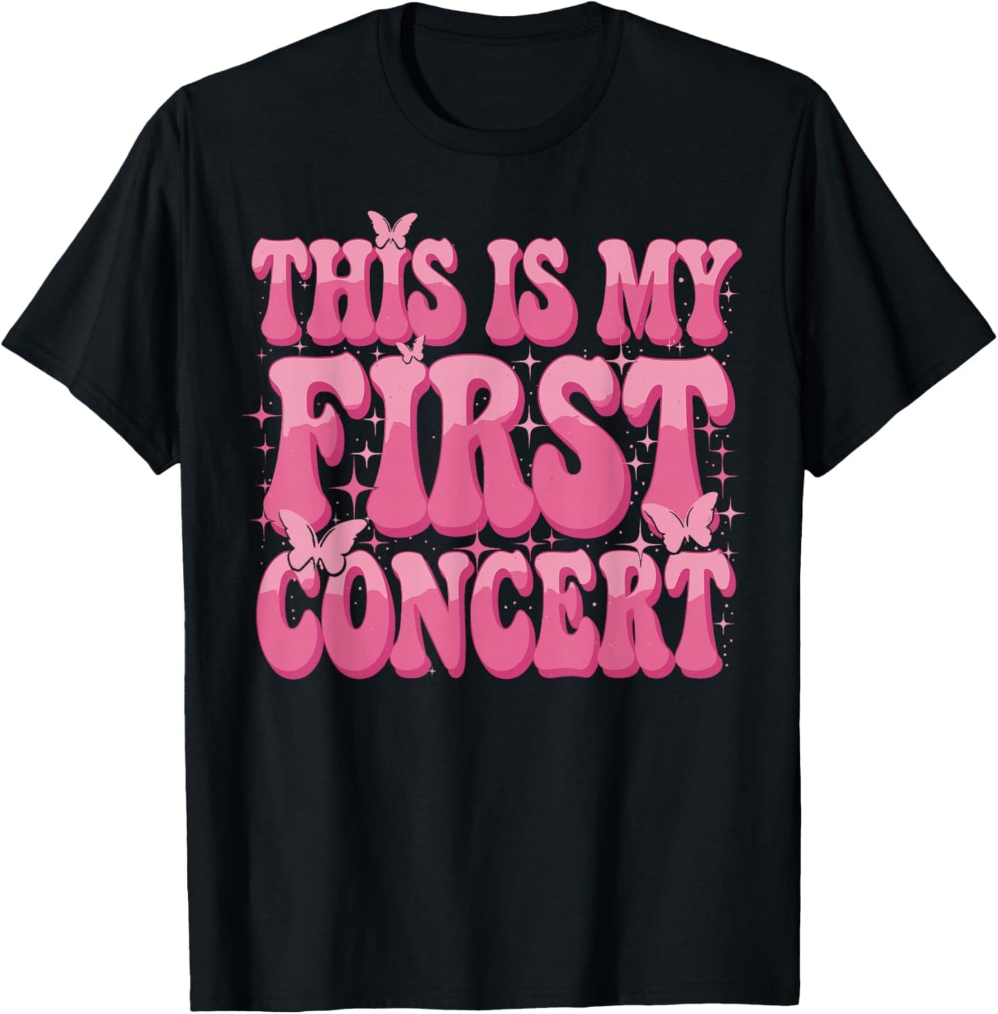 This Is My First Concert Music Event Retro Groovy Girls T-Shirt - T-Shirt | Black