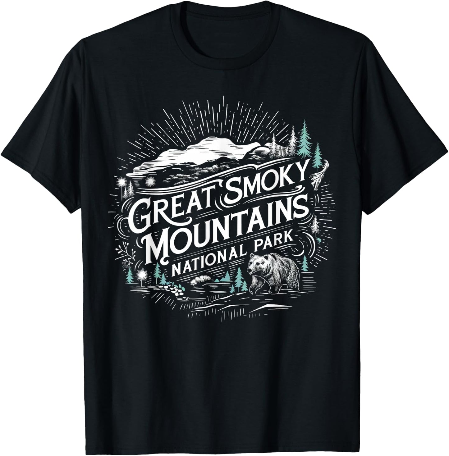 Retro Great Smoky Mountains National Park Hiking T-Shirt - T-Shirt | Black